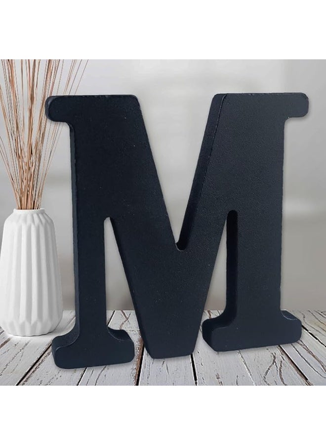 MIRFA Wooden Free Standing Decorative Letter Slices - Black - 6inches (M) - Image 1